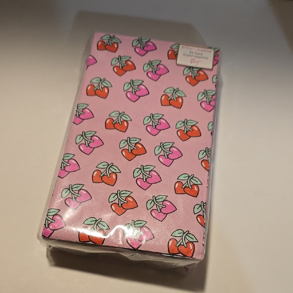 Betsey Johnson Red and Pink Cherry Hearts Napkins